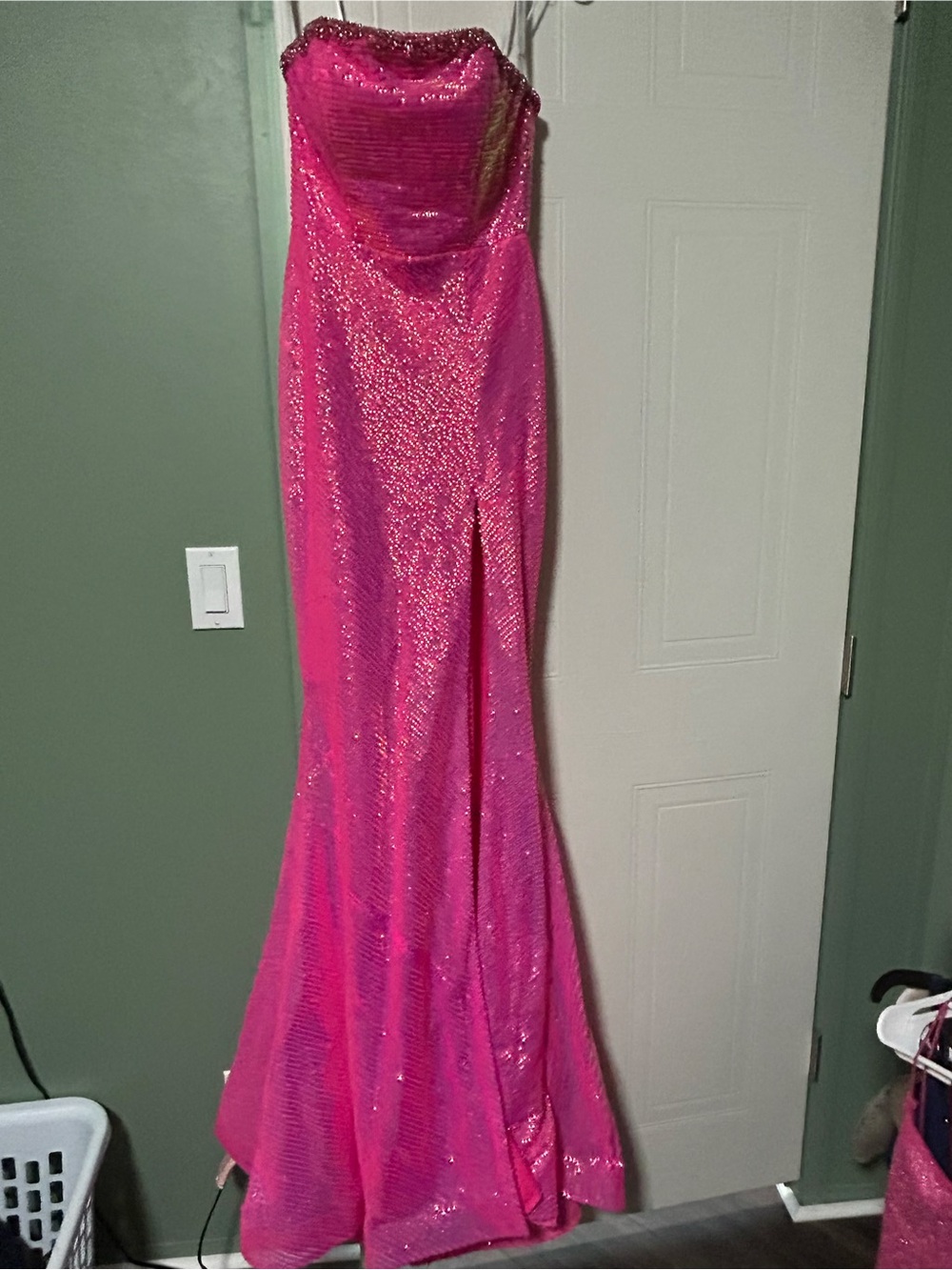 Strapless Sequin Evening Gown in Hot Pink Ava Presley